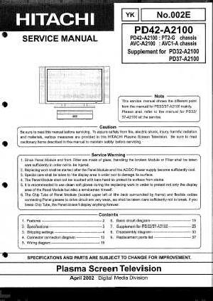 Сервисная инструкция Hitachi PD42-A2100 ― Manual-Shop.ru
