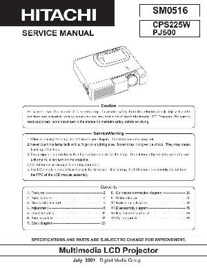 Сервисная инструкция HITACHI PJ-500 ― Manual-Shop.ru