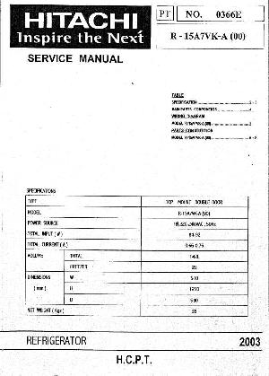 Сервисная инструкция Hitachi R-15A7VK-A(00) ― Manual-Shop.ru