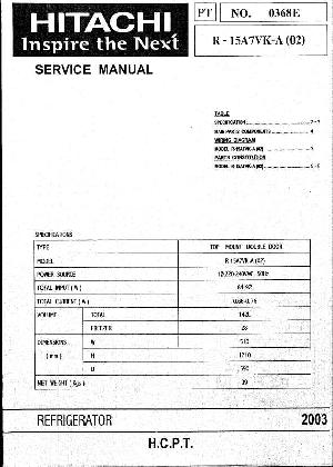 Сервисная инструкция Hitachi R-15A7VK-A(02) ― Manual-Shop.ru