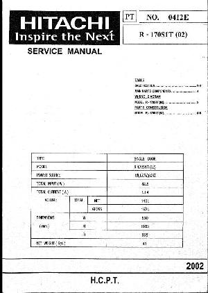 Сервисная инструкция Hitachi R-170S1T(02) ― Manual-Shop.ru