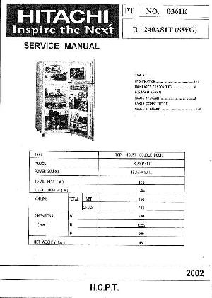Сервисная инструкция Hitachi R-240AS1T(SWG) ― Manual-Shop.ru