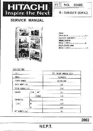 Сервисная инструкция Hitachi R-240AS1V(SWG) ― Manual-Shop.ru