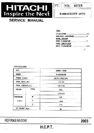 Сервисная инструкция Hitachi R-660AUK3XW ― Manual-Shop.ru