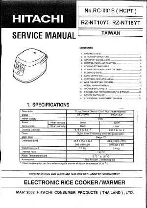 Сервисная инструкция Hitachi RZ-NT10YT, RZ-NT18YT ― Manual-Shop.ru