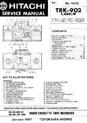 Сервисная инструкция HITACHI TRK-902 ― Manual-Shop.ru