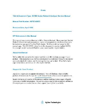 Сервисная инструкция HP (Agilent) 8510B SCALAR NETWORK ANALYZER ― Manual-Shop.ru