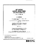 Service manual HP (Agilent) 8903B AUDIO ANALYZER VOL1