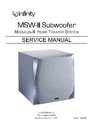 Сервисная инструкция Infinity MSW II SUBWOOFER ― Manual-Shop.ru