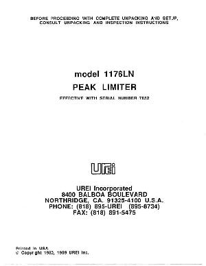 Сервисная инструкция JBL UREI-1176LN  ― Manual-Shop.ru