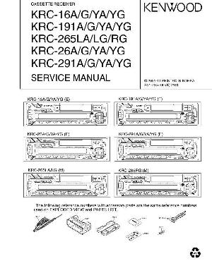 Сервисная инструкция Kenwood KRC-16, KRC-191, KRC-265, KRC-26, KRC-291 ― Manual-Shop.ru