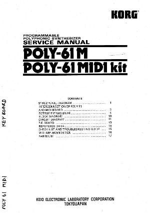 Сервисная инструкция Korg POLY-61M ― Manual-Shop.ru
