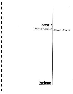 Сервисная инструкция Lexicon MPX-1 ― Manual-Shop.ru
