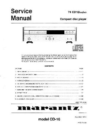 Сервисная инструкция Marantz CD-16 ― Manual-Shop.ru