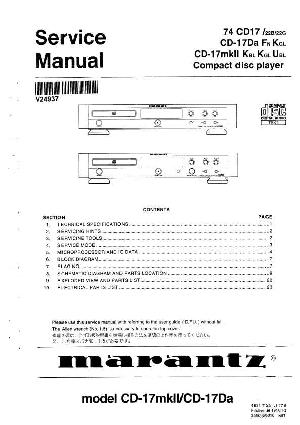 Сервисная инструкция Marantz CD-17, CD-17MKII ― Manual-Shop.ru