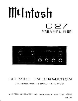 Сервисная инструкция McIntosh C27 ― Manual-Shop.ru