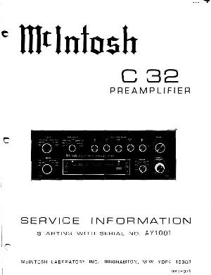Сервисная инструкция McIntosh C32 ― Manual-Shop.ru