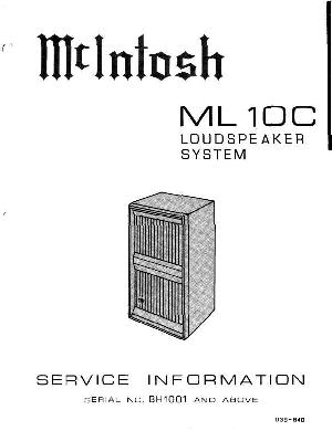 Сервисная инструкция McIntosh ML10C ― Manual-Shop.ru