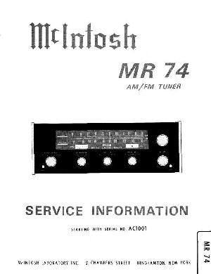 Сервисная инструкция McIntosh MR74 ― Manual-Shop.ru