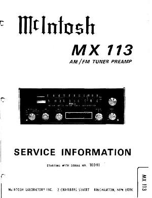 Сервисная инструкция McIntosh MX113 ― Manual-Shop.ru