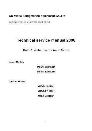 Сервисная инструкция Midea MSV1I-09 12HRDN1 M20A 18HRIN1 M30A 27HRIN1 M40A 27HRIN1 ― Manual-Shop.ru