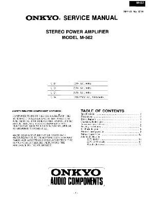Сервисная инструкция Onkyo M-502 ― Manual-Shop.ru