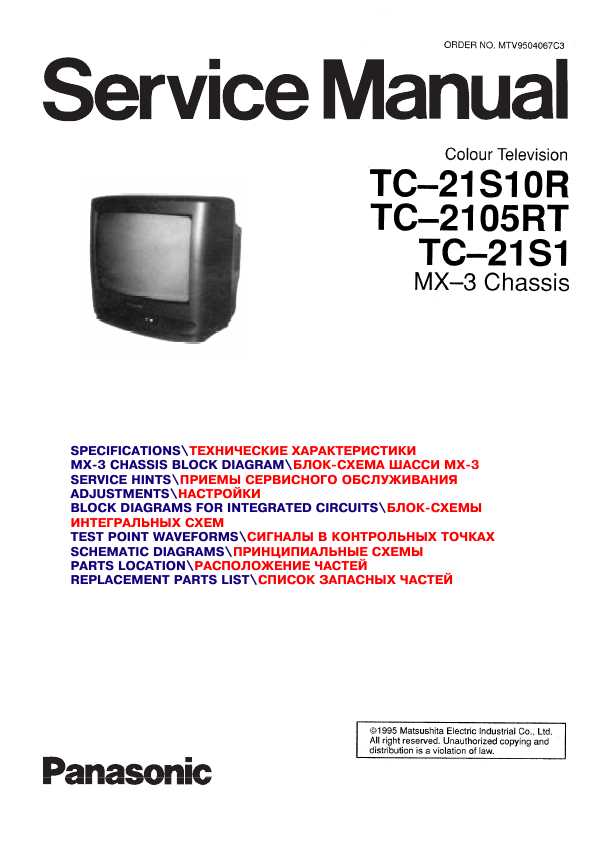 Сервисная Инструкция Panasonic TC-21S1, TC-21S10R, TC-2105RT, MX-3.