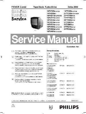 Service manual Philips 14PV100, 14PV200, 14PV211, 14PV217, 14PV330, 14PV334, 14PV335, 14PV400, 14PV404, 14PV405, 14PV406, 21PV330, 21PV708, 25PV808, 37TVB51, 51TVB61, 37TR216, 51TR226, 14PV200, 14PV201, 20PV210, 20PV220, 21PV325, 37TR105 (DELTA 2000) ― Manual-Shop.ru