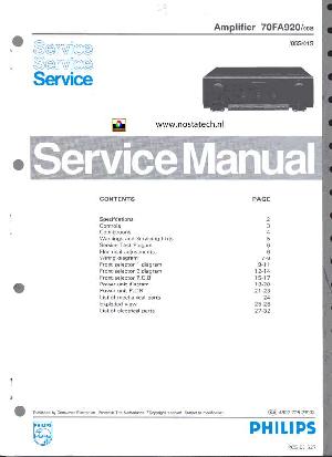 Сервисная инструкция Philips 70FA920 ― Manual-Shop.ru