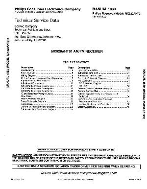Сервисная инструкция Philips MAGNAVOX-MX920AHT01 ― Manual-Shop.ru