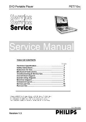 Сервисная инструкция Philips PET-715 ― Manual-Shop.ru