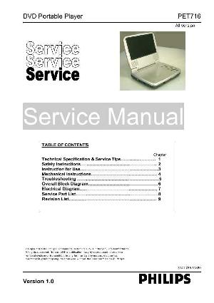 Сервисная инструкция Philips PET-716 ― Manual-Shop.ru