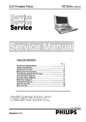 Сервисная инструкция Philips PET-800 ― Manual-Shop.ru