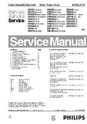 Service manual Philips VR-101, VR-110, VR-200A, VR-210, VR-215, VR-217, VR-260, VR-400A, VR-401, VR-410, VR-460, VR-501, VR-510, VR-600A, VR-605A, VR-607A, VR-610, VR-617, SB130, SB-135, SB-435, SB-535, SB-635, SB-735, 20DV20, 25DV20, 45DV20, 65DV20 (APOL ― Manual-Shop.ru
