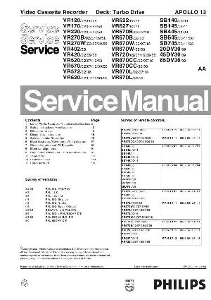 Service manual Philips VR-120, VR-170, VR-220, VR-270, VR-402, VR-420, VR-520, VR-570, VR-572, VR-620, VR-622, VR-627, VR-670B, VR-670W, VR-720, VR-870CC, VR-870L, SB-140, SB-145, SB-445, SB-645, SB-745, 20DV30, 45DV30, 65DV30 (APOLLO 13) ― Manual-Shop.ru