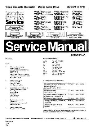 Сервисная инструкция Philips VR-171, VR-175, VR-276, VR-277, VR-475, VR-476, VR-477, VR-675, VR-676, SB-100, SB-105, SB-205, SB-405, SB-505, SB-605, SB-705, DV-105, DV-605, 20DV7, 25DV7, 45DV7, 65DV7, MV1971 (QUEEN VOLUME) ― Manual-Shop.ru