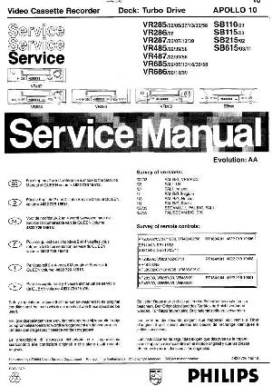 Service manual Philips VR-285, VR-286, VR-287, VR-485, VR-487, VR-685, VR-686, SB-110, SB-115, SB-215, SB-615 (APOLLO 10) ― Manual-Shop.ru