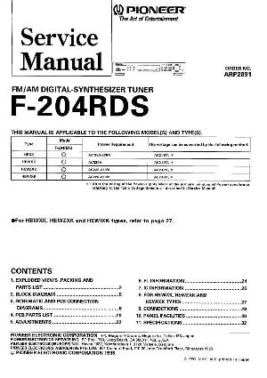 Сервисная инструкция Pioneer F-204RDS ― Manual-Shop.ru