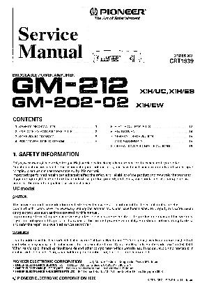 Сервисная инструкция Pioneer GM-202, 212 ― Manual-Shop.ru
