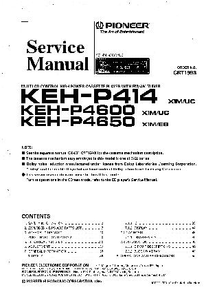 Сервисная инструкция Pioneer KEH-P414, P4600, P4650 ― Manual-Shop.ru