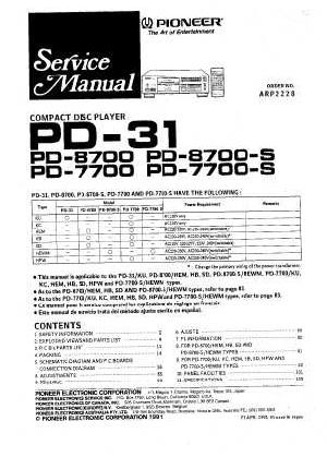 Сервисная инструкция Pioneer PD-31, PD-7700, PD-8700 ― Manual-Shop.ru