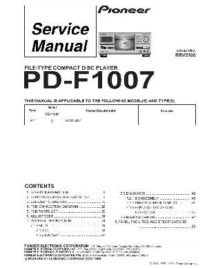 Сервисная инструкция Pioneer PD-F1007 ― Manual-Shop.ru