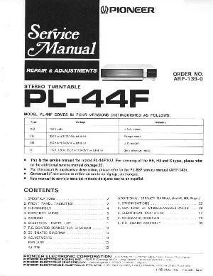 Сервисная инструкция Pioneer PL-44F ― Manual-Shop.ru
