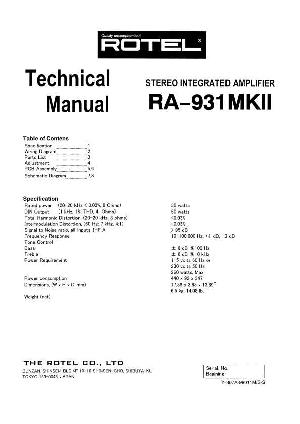 Сервисная инструкция Rotel RA-931MKII  ― Manual-Shop.ru