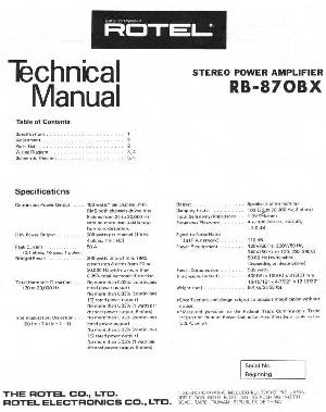 Сервисная инструкция Rotel RB-870BX ― Manual-Shop.ru