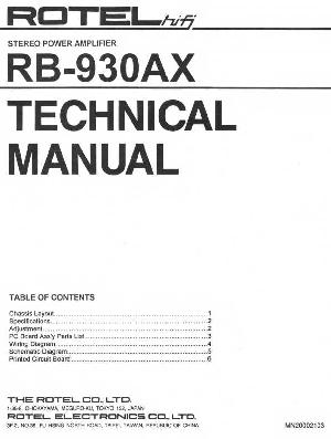 Сервисная инструкция Rotel RB-930AX ― Manual-Shop.ru