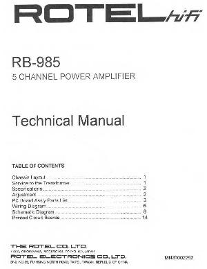 Сервисная инструкция Rotel RB-985 ― Manual-Shop.ru