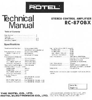 Сервисная инструкция Rotel RC-870BX ― Manual-Shop.ru