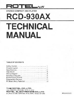 Сервисная инструкция Rotel RCD-930AX ― Manual-Shop.ru