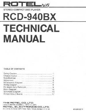 Сервисная инструкция Rotel RCD-940BX ― Manual-Shop.ru